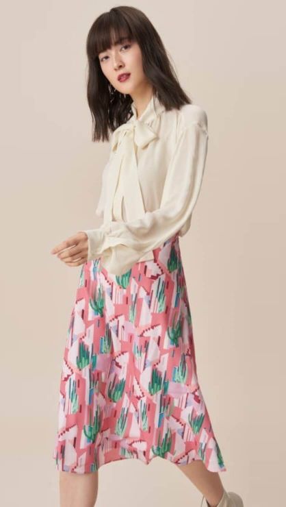 LOS CACTUS Printed Midi Skirt