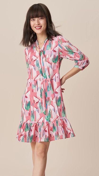 LOS CACTUS Printed Ribbon Dress