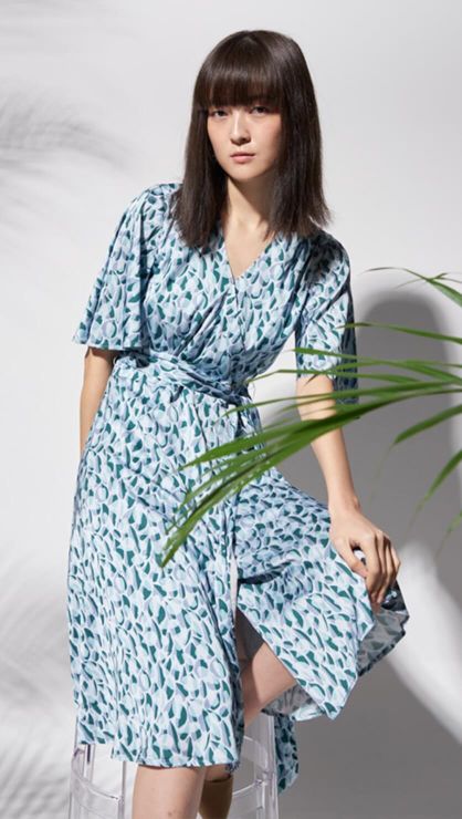 WAKABA Printed Tea Dress